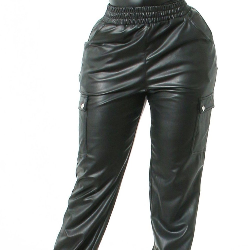 Faux Leather Joggers